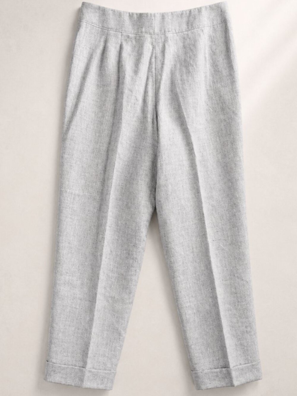 Vintage Talbots Light Gray Italian Linen Tapered Ankle Cropped Trousers Pants 12
